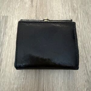 HOBO Women’s Robin Compact Wallet Black Leather Vintage inspired